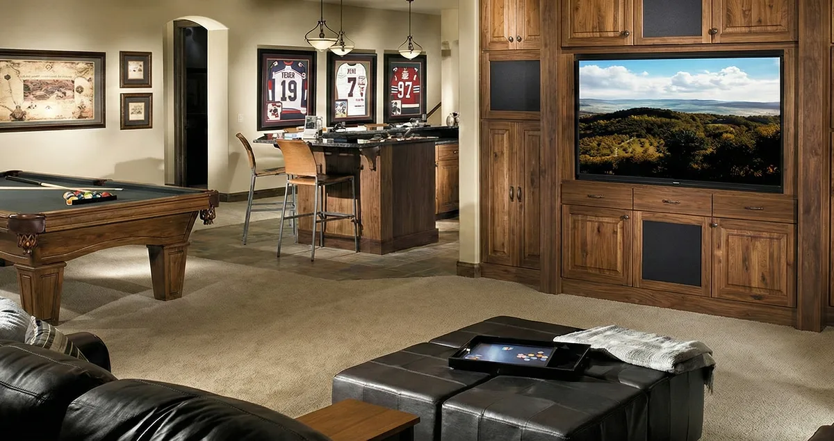finished basement remodeling project transforming a basement into a comfortable living space in Indianapolis, IN